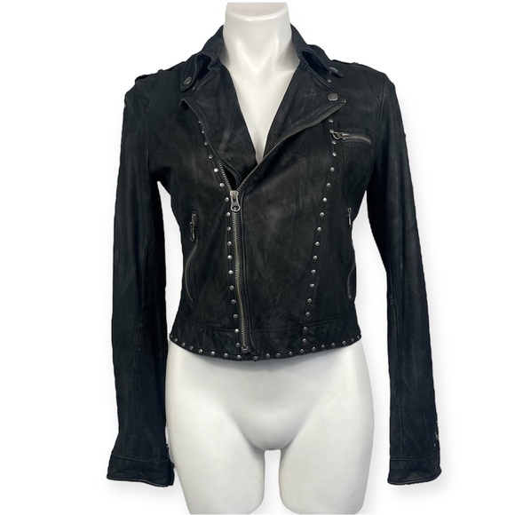 JKT NYC Jackets & Blazers - JKT NYC Jakett Josey Black Studded Leather Suede Moto Jacket S Fitted Biker